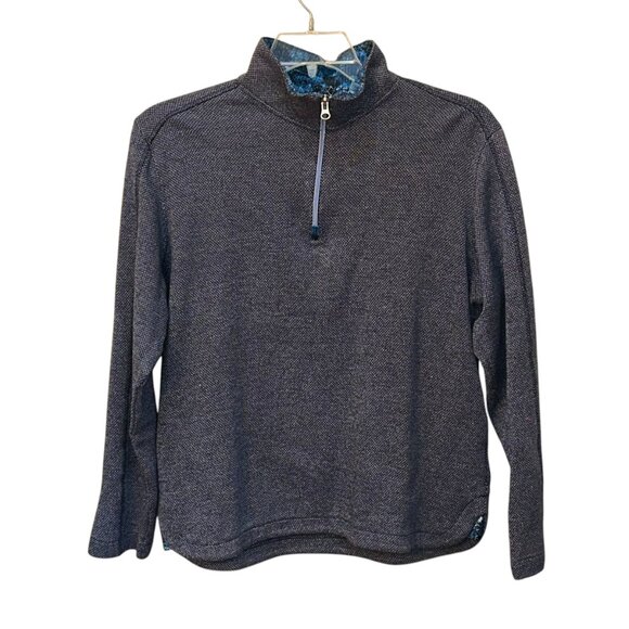 Robert Graham Lindell Long Sleeve Knit In Navy Classic‎ Fit Medium Quarter Zip - Picture 2 of 9